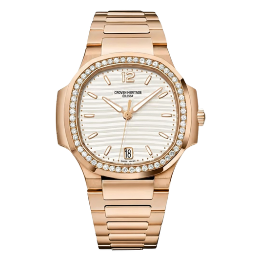 Croven Heritage Éclessa 7118R (White Dial | Rose Gold | Diamond Bezel | 35mm)