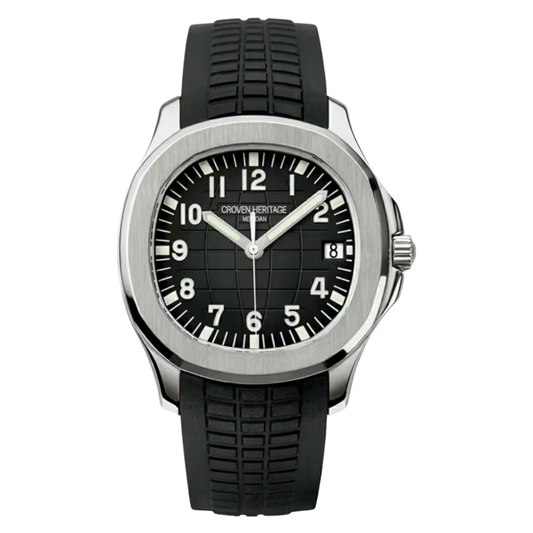 Croven Heritage Meridian 5167A (Black Dial | Stainless Steel | Rubber Strap | 41mm)