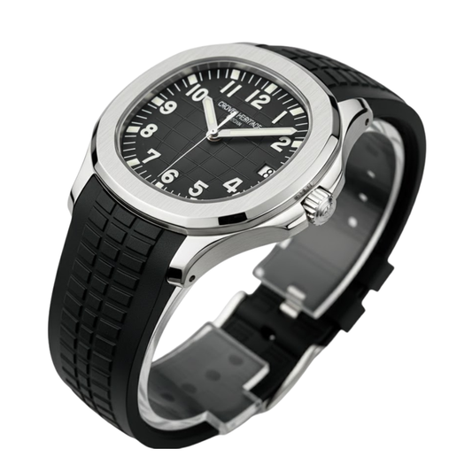 Croven Heritage Meridian 5167A (Black Dial | Stainless Steel | Rubber Strap | 41mm)