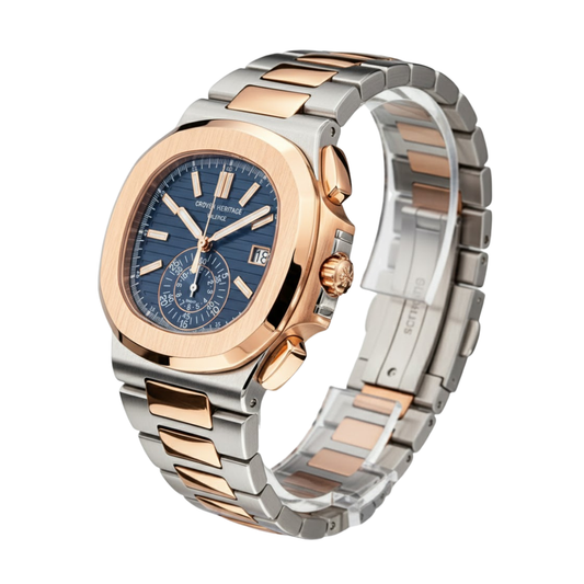 Croven Heritage Valence 5980AR (Blue Dial | Steel &amp; Rose Gold | Flyback Chronograph | 41mm)