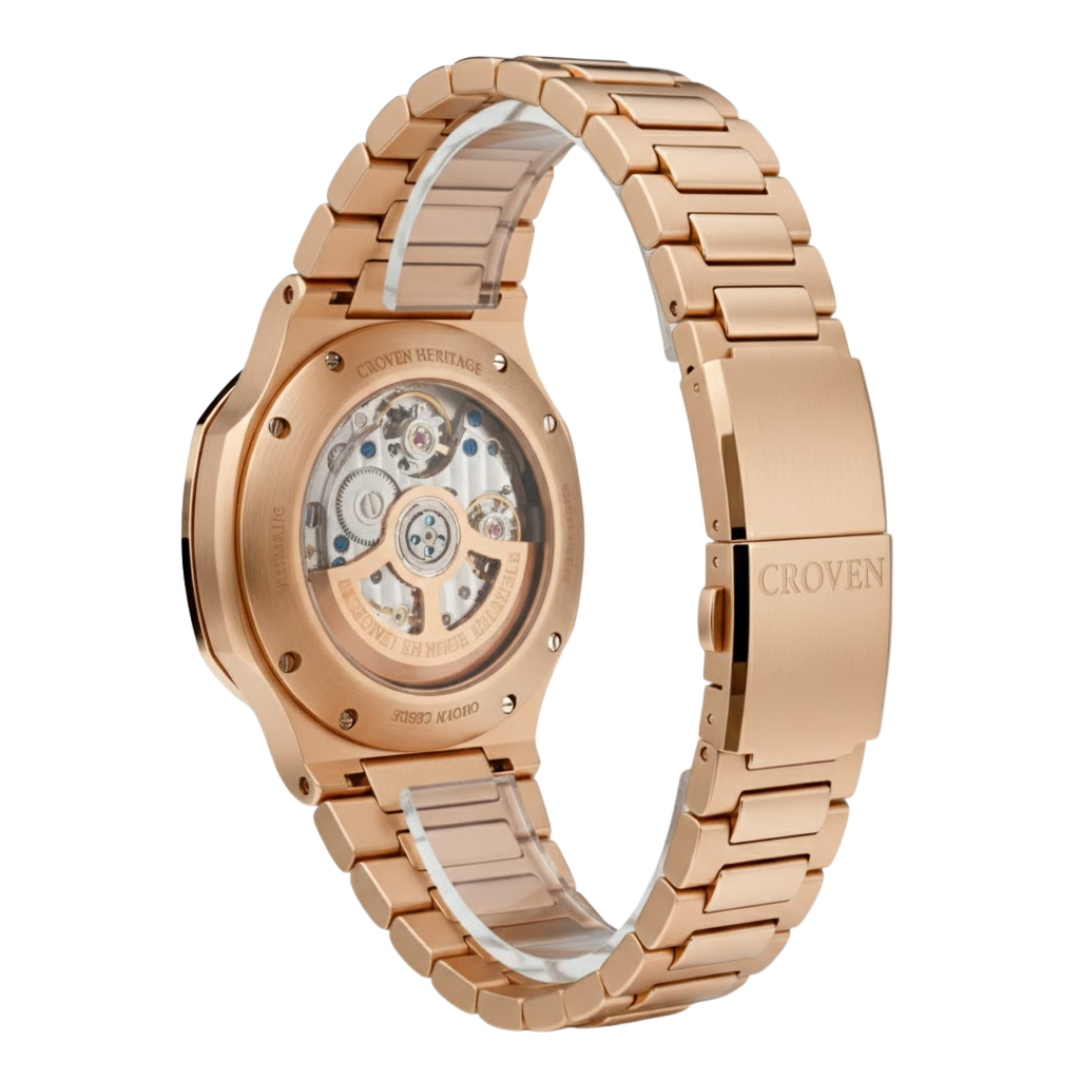 Croven Heritage Éclessa 7118R (White Dial | Rose Gold | Diamond Bezel | 35mm)