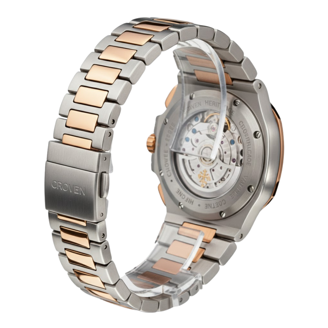 Croven Heritage Valence 5980AR (Blue Dial | Steel &amp; Rose Gold | Flyback Chronograph | 41mm)