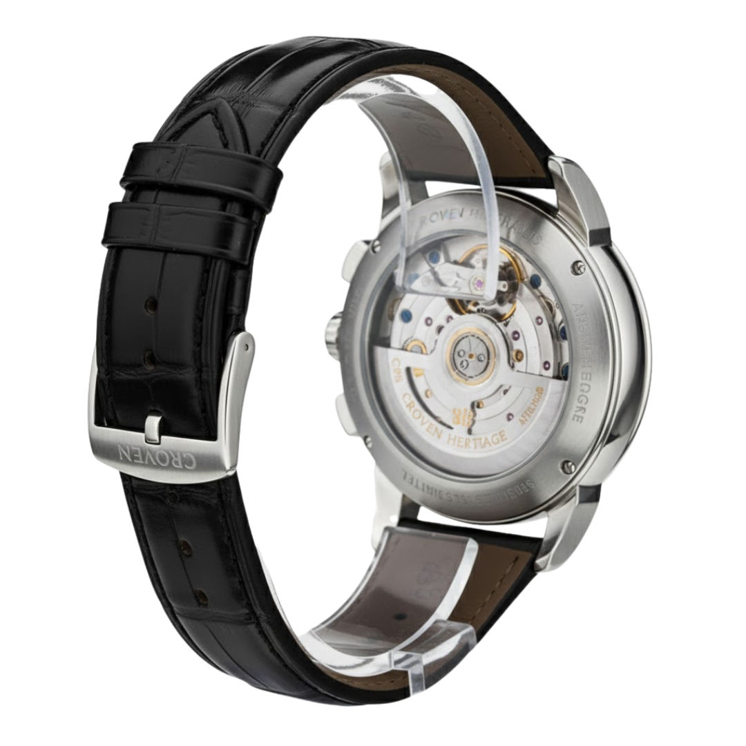 Croven Heritage Astralis 5271P (Black Dial | Platinum | Perpetual Calendar Chronograph | Diamond Bezel | 41mm)