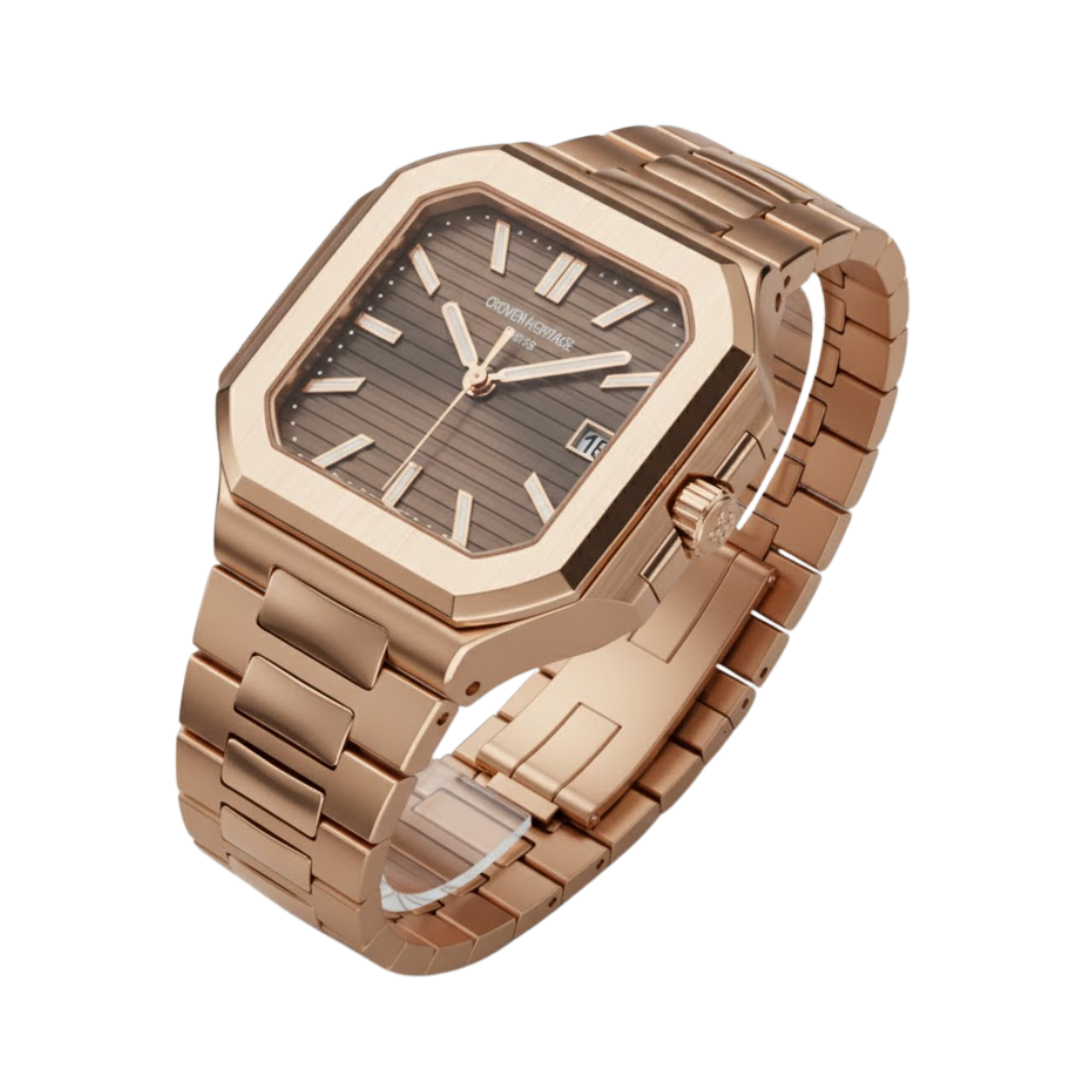Croven Heritage Cubitus 7128/1R (Chocolate Dial | Rose Gold | 40mm)
